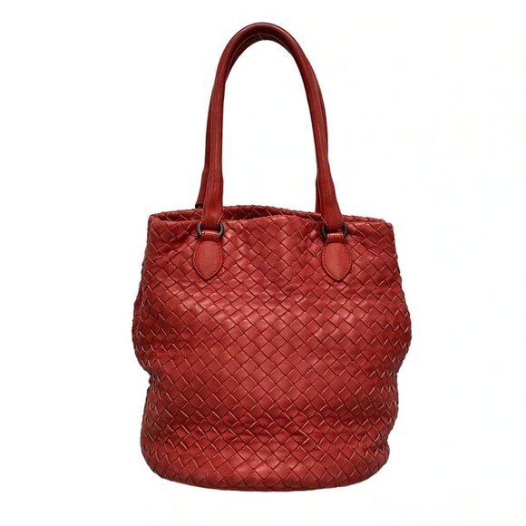 Auth BOTTEGA VENETA Intrecciato 225166 Red Leather Tote Bag - Picture 2 of 16
